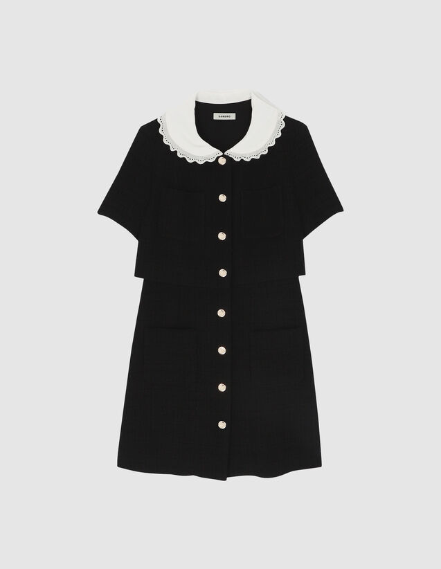Short Tweed Dress : Dresses color Black