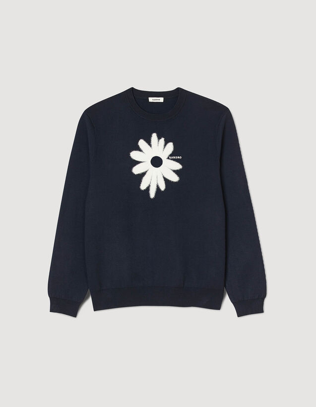 Jacquard Flower Jumper : Sweaters & Cardigans color Navy Blue