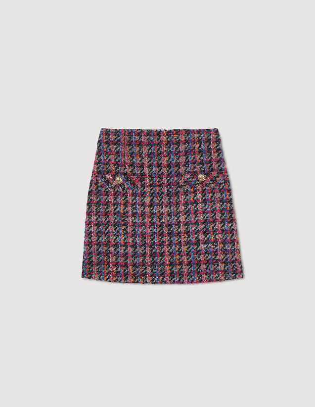 Short Tweed Skirt : Skirts & Shorts color Grey / Pink