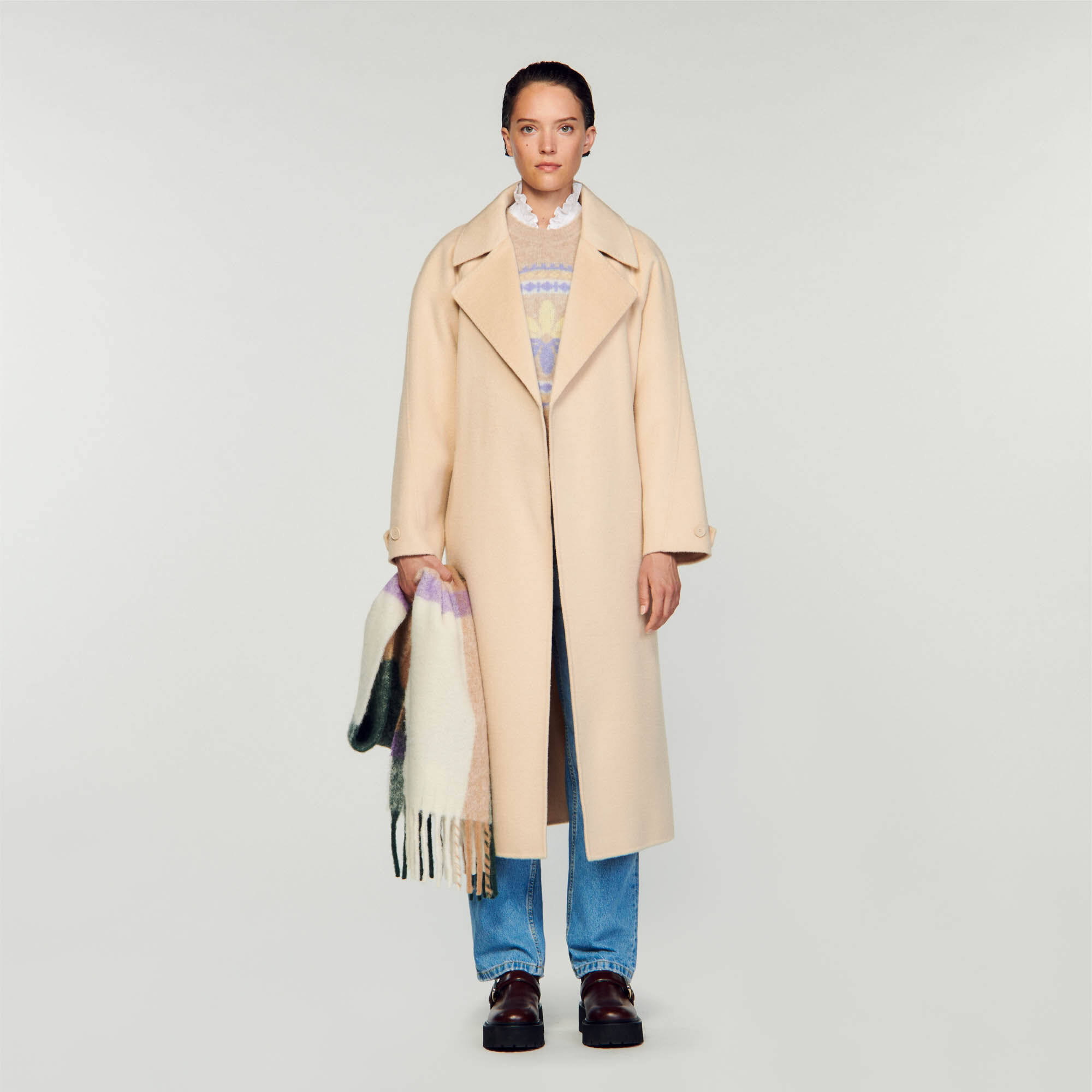 Double-Breasted Wool Trench Coat : Coats & Jackets&nbsp; color Beige
