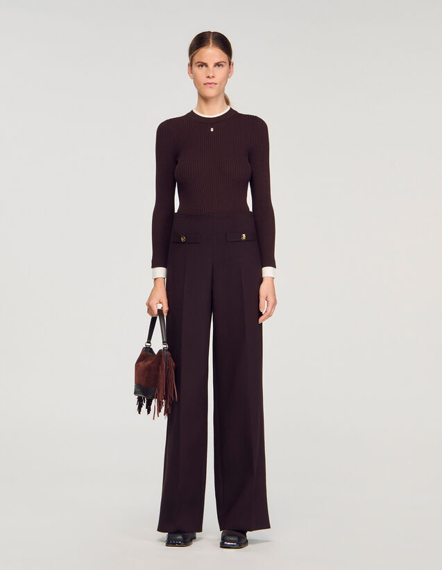 Flared Trousers - SFPPA01805 | sandro-paris.com Flared Trousers : Pants color Brown