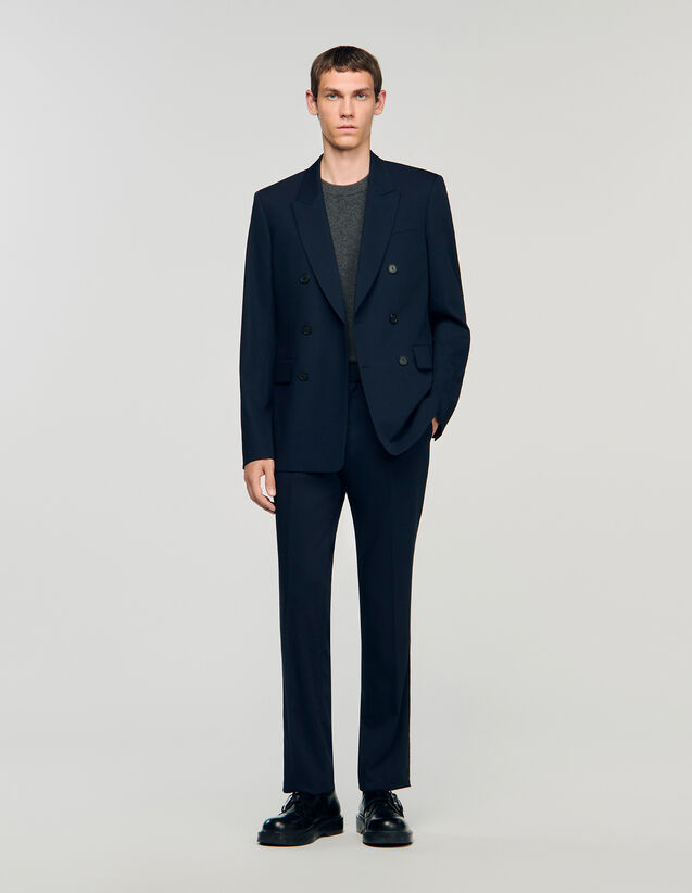 Double-Breasted Suit Jacket - SHPVE01182 | sandro-paris.com Double-Breasted Suit Jacket : Suits & Tuxedos color Navy Blue