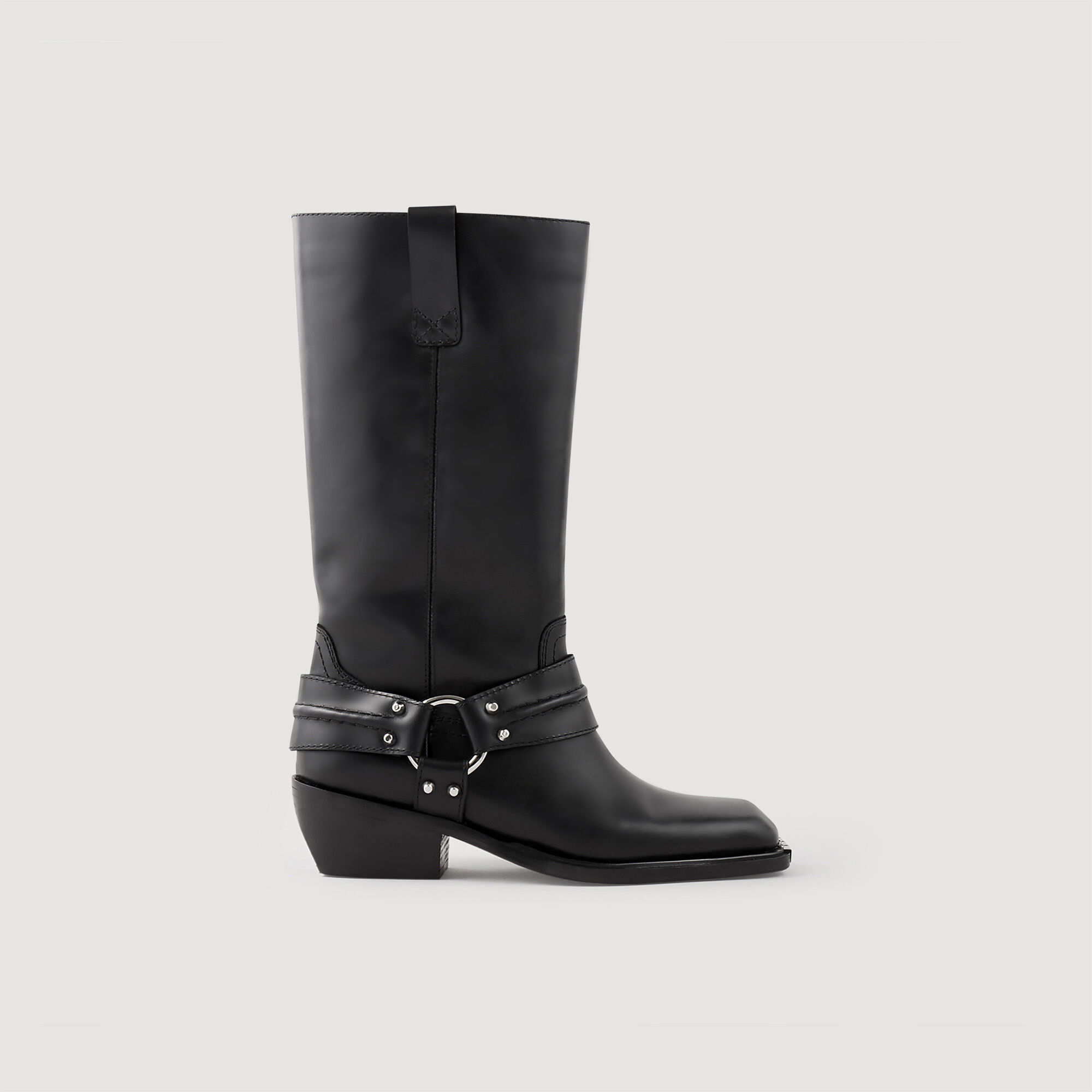 Sandro biker boots with gold eyelets online
