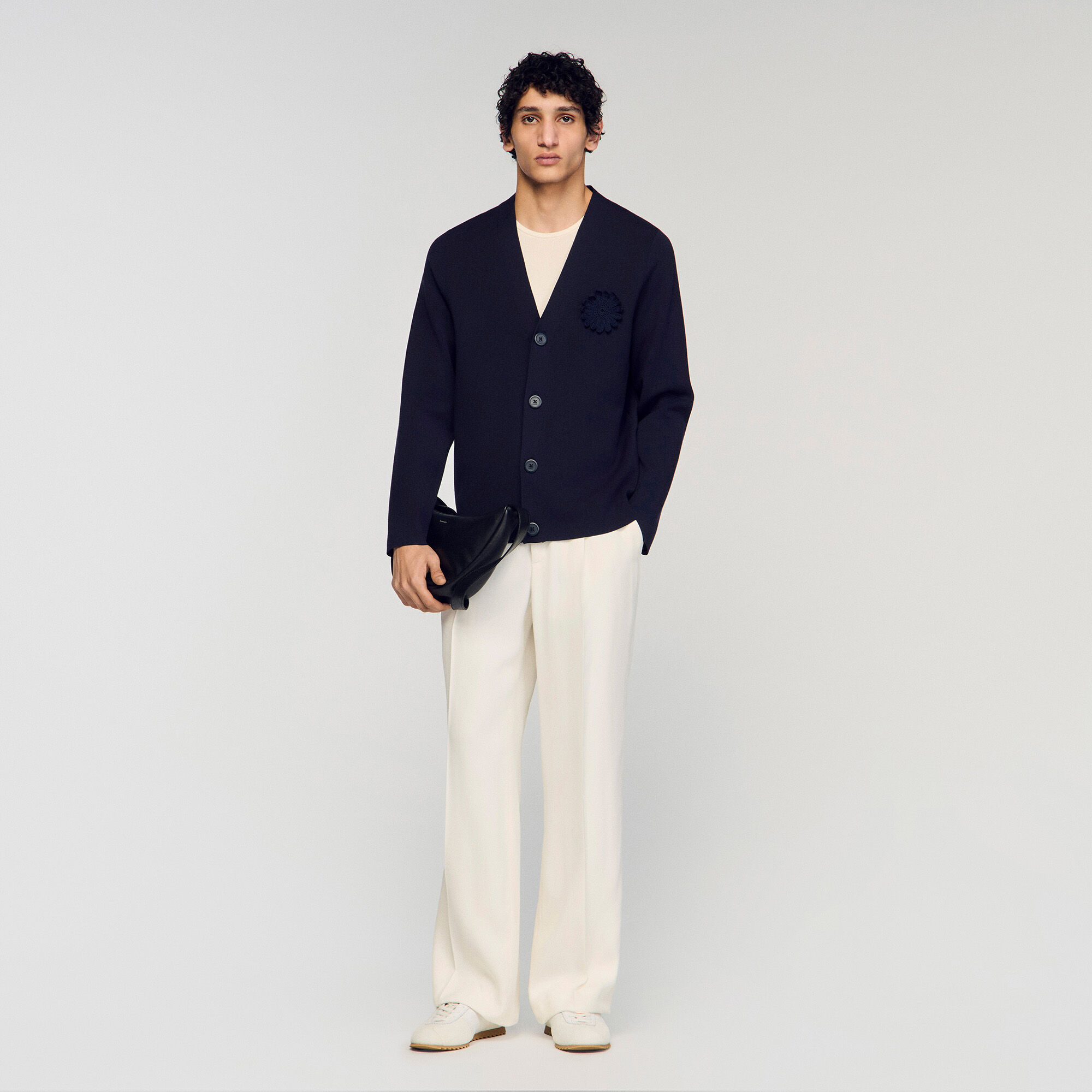 Flower Crochet Cardigan : Sweaters & Cardigans color Navy Blue