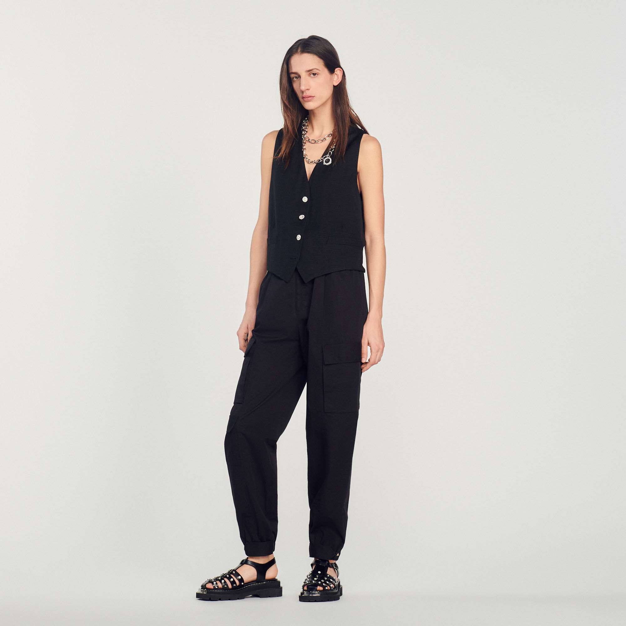 Masculine Rhinestone Waistcoat : Coats & Jackets&nbsp; color Black