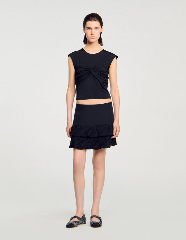 Draped T-Shirt - SFPTS01685 | sandro-paris.com Draped T-Shirt : T-shirts color Black