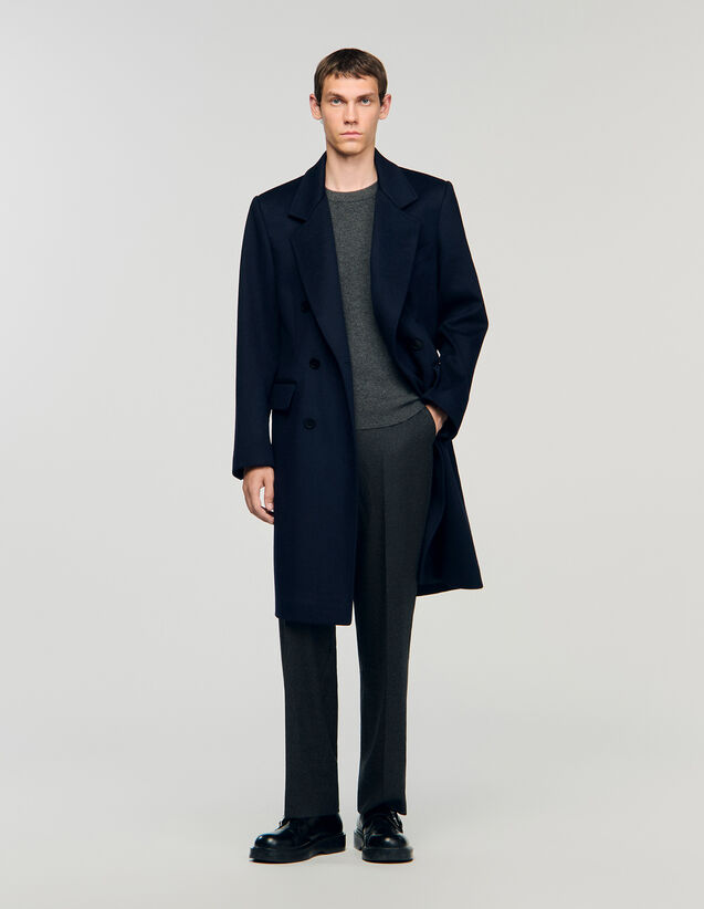 Double-Breasted Wool Coat - SHPMA00394 | sandro-paris.com Double-Breasted Wool Coat : Jackets & Coats color Navy Blue