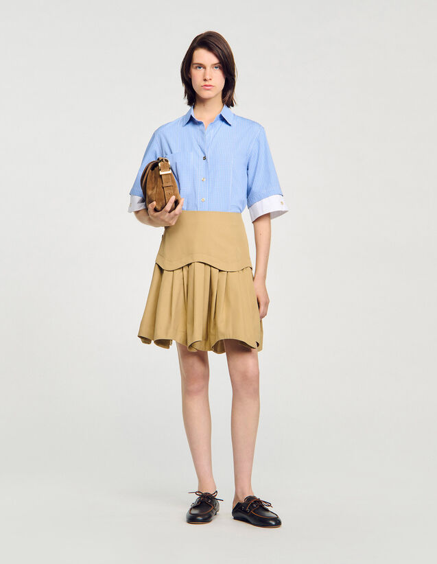 Oversized Check Shirt - SFPCM01463 | sandro-paris.com Oversized Check Shirt : Shirts color Ciel / Blanc