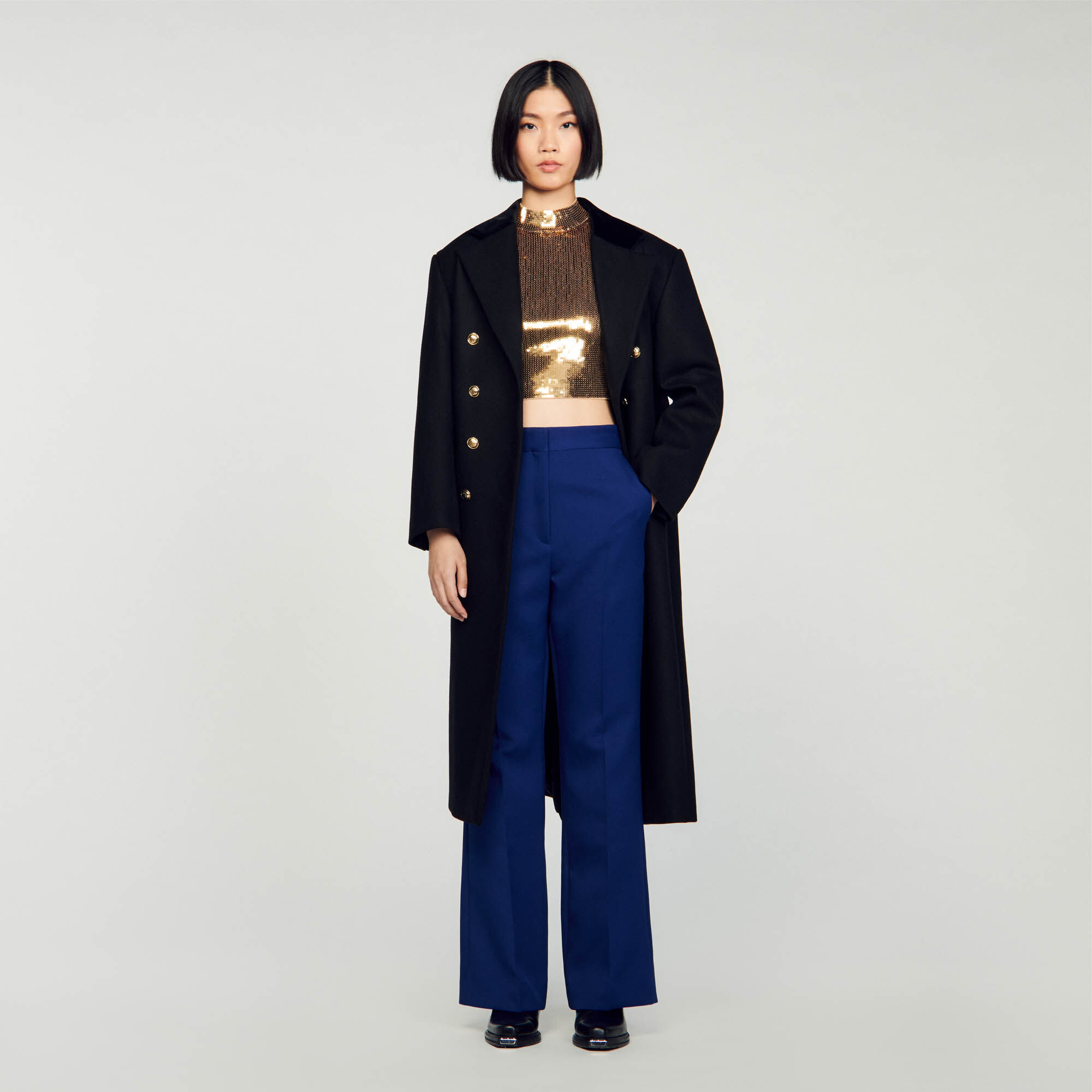 Wide Legs Trousers : Trousers & Jeans&nbsp; color Blue