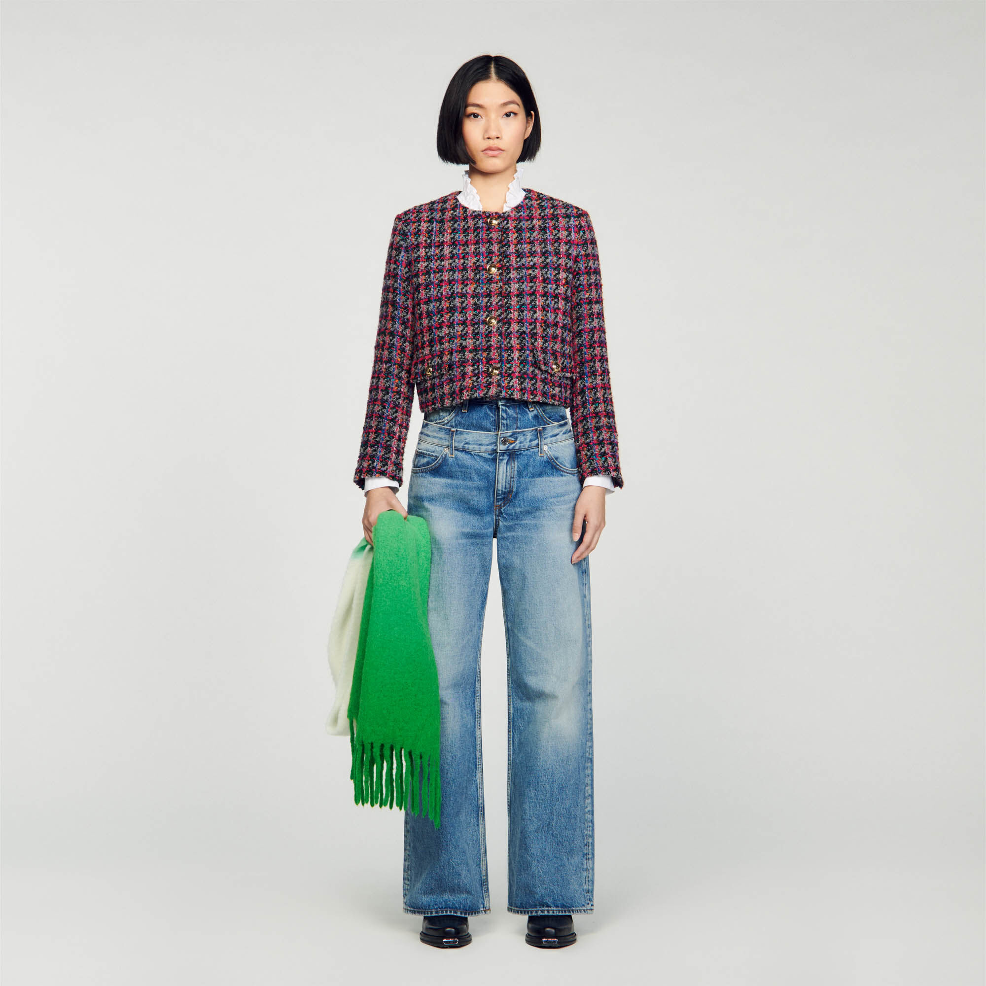 Tweed Jacket : Coats & Jackets&nbsp; color Grey / Pink