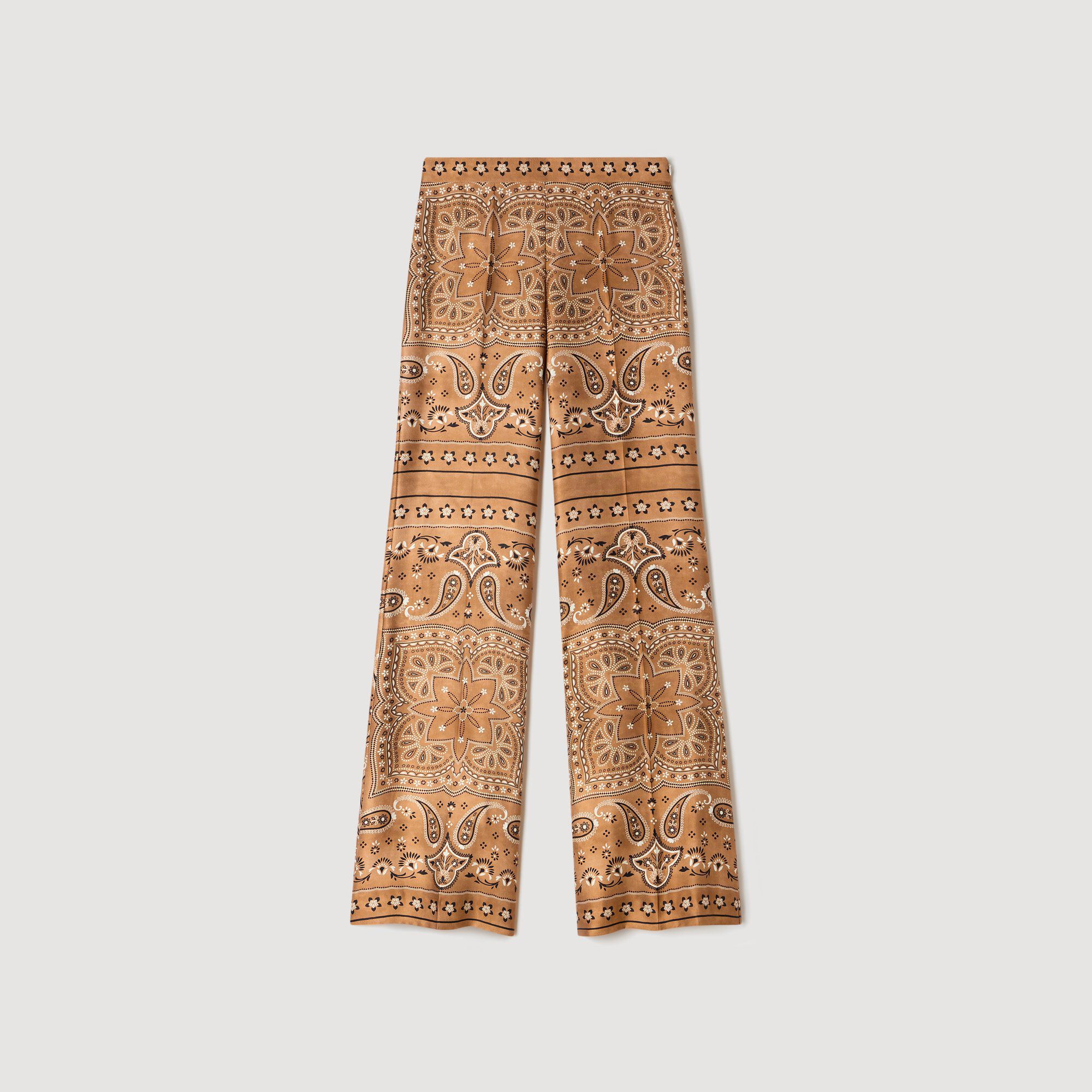 Bandana-Print Floaty Trousers : Pants color Brown / Black