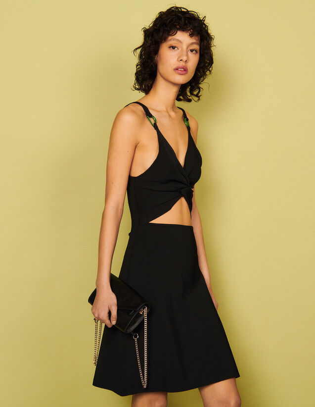 Dress With Woven Neckline : Dresses color Black