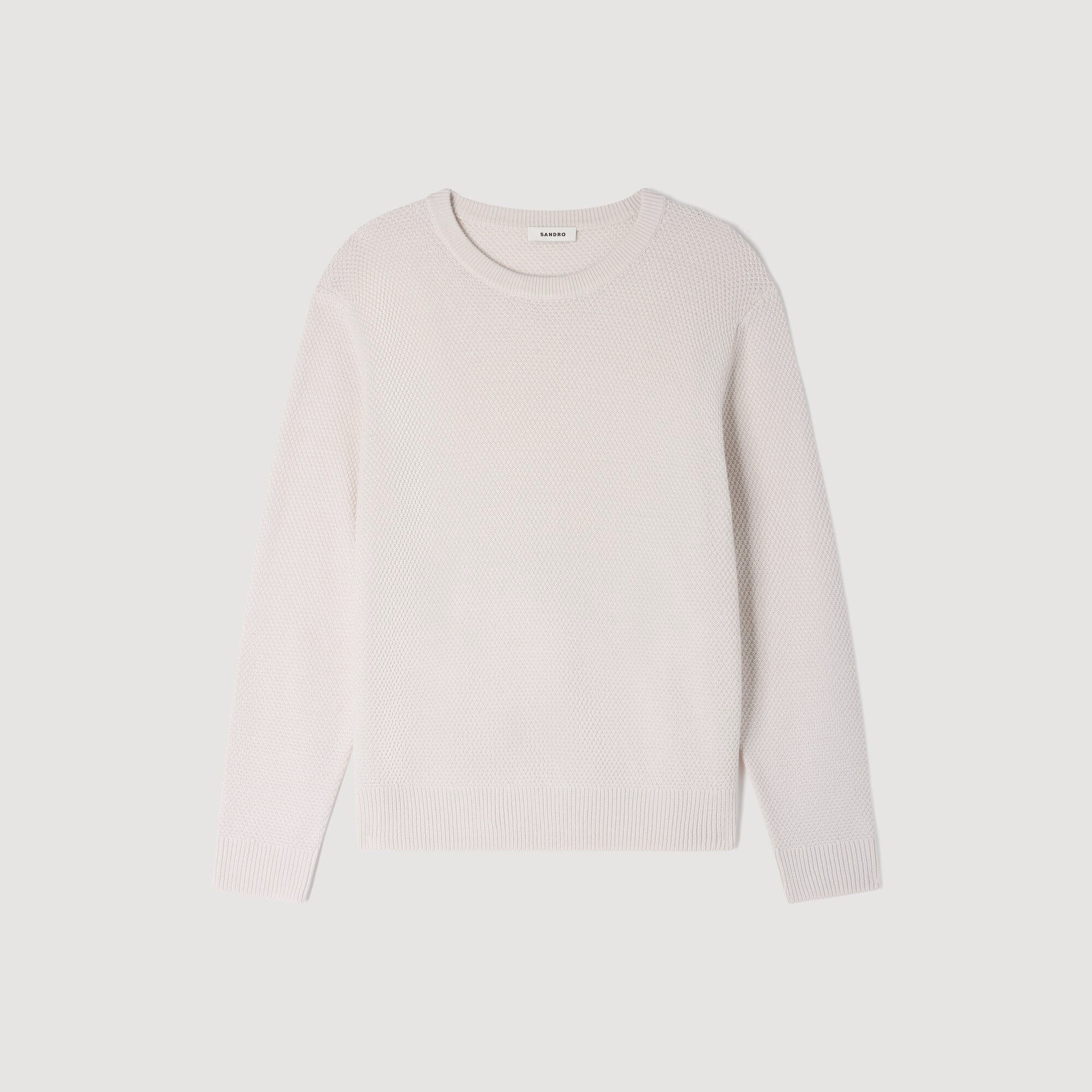 Crew-Neck Sweater In Seed Stitch : Sweaters & Cardigans color Ecru