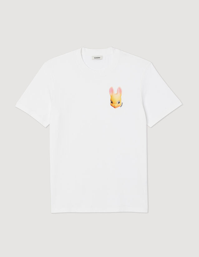Rabbit Print T-Shirt : T-shirts & Polo shirts color white