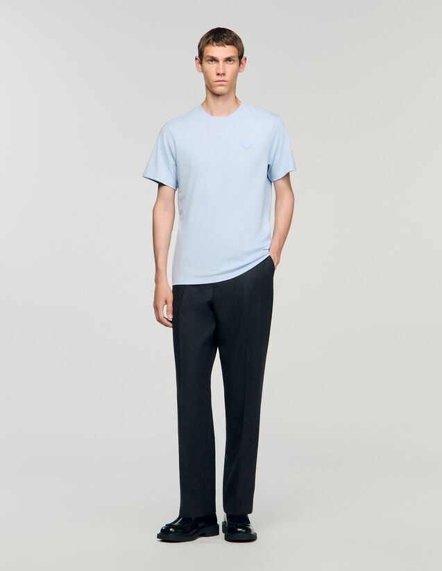 T-Shirt With Heart Patch - SHPTS01678 | sandro-paris.com T-Shirt With Heart Patch : T-shirts & Polo shirts color Sky Blue