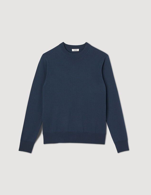 Fine Knit Wool Sweater : Sweaters & Cardigans color Navy Blue
