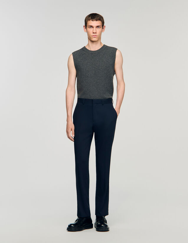 Wide-Leg Suit Trousers - SHPPA01724 | sandro-paris.com Wide-Leg Suit Trousers : Suits & Tuxedos color Navy Blue