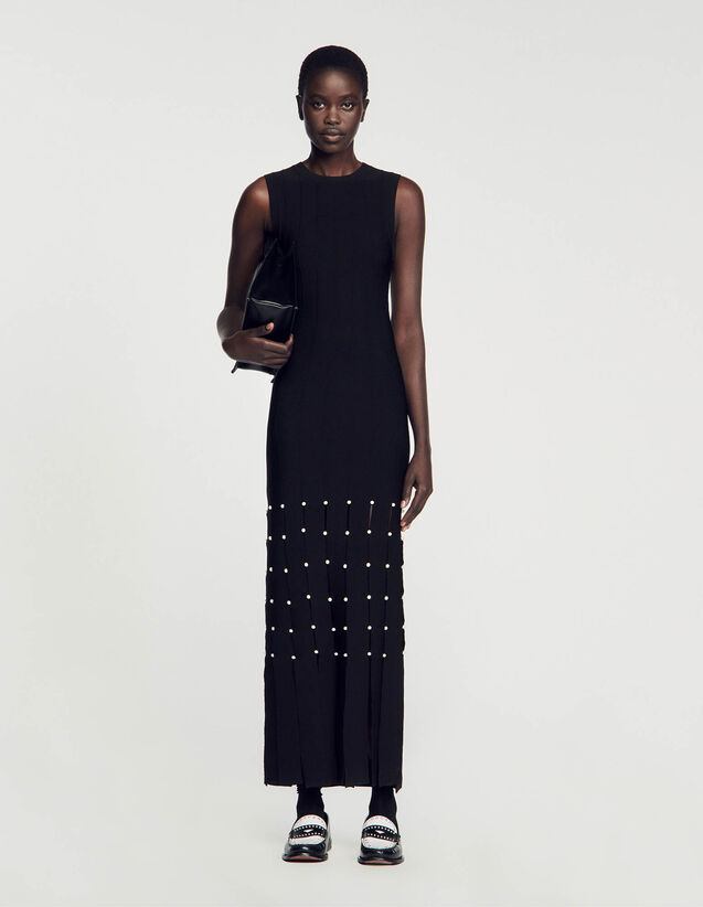 Fringed Maxi Dress : Dresses color Black