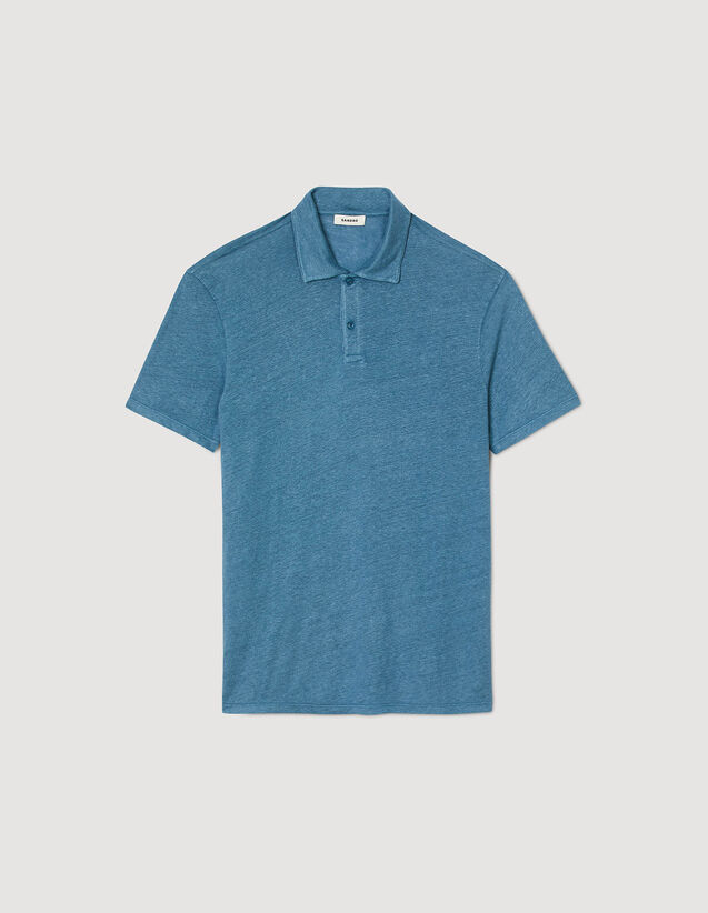 Linen Polo Shirt : Shirts color Azure