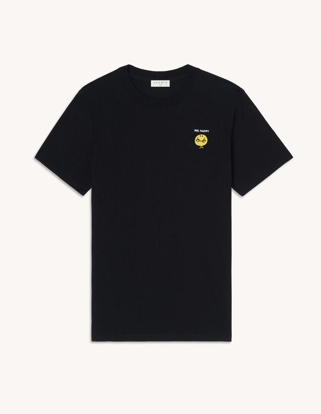 Cotton T-Shirt With Patch : T-shirts & Polo shirts color Black