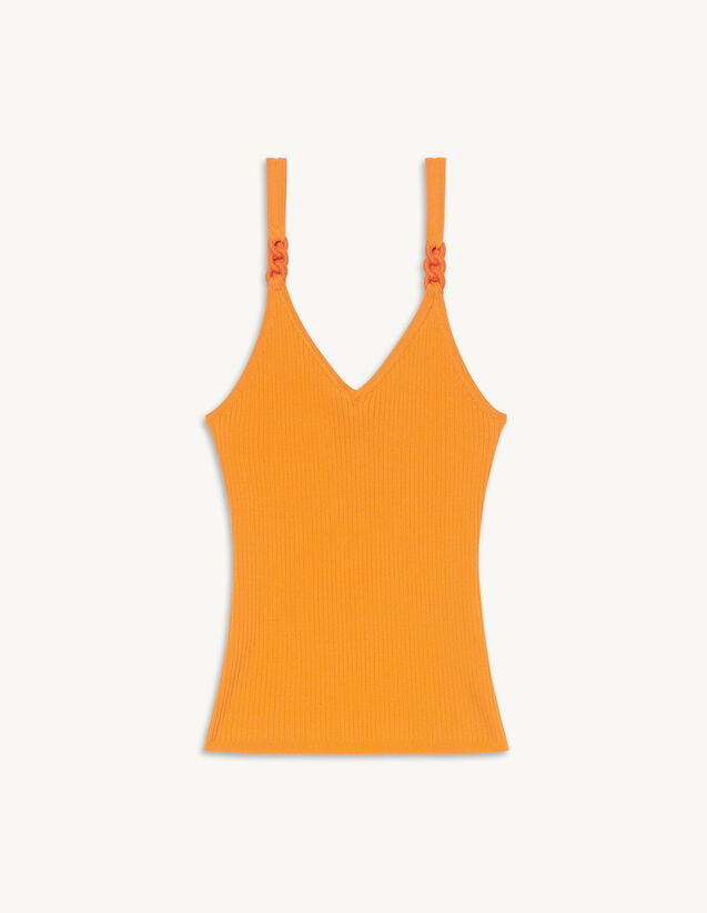 Knitted Vest Top : Sweaters & Cardigans color Orange