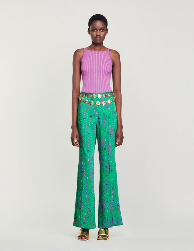 Floaty Patterned Trousers : Pants color Green / Pink