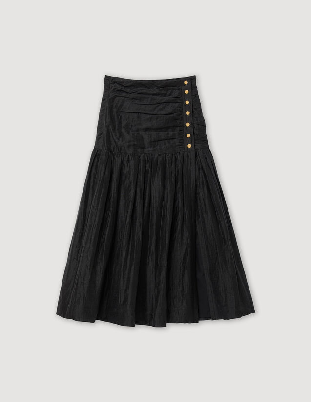 Gathered Long Skirt : Skirts & Shorts color Black