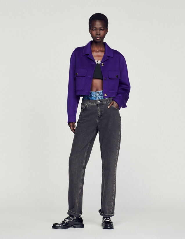 Cropped Wool Coat : Coats color Purple