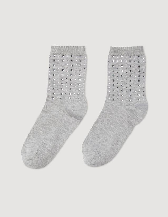 Rhinestone Socks : Socks color Mocked Grey