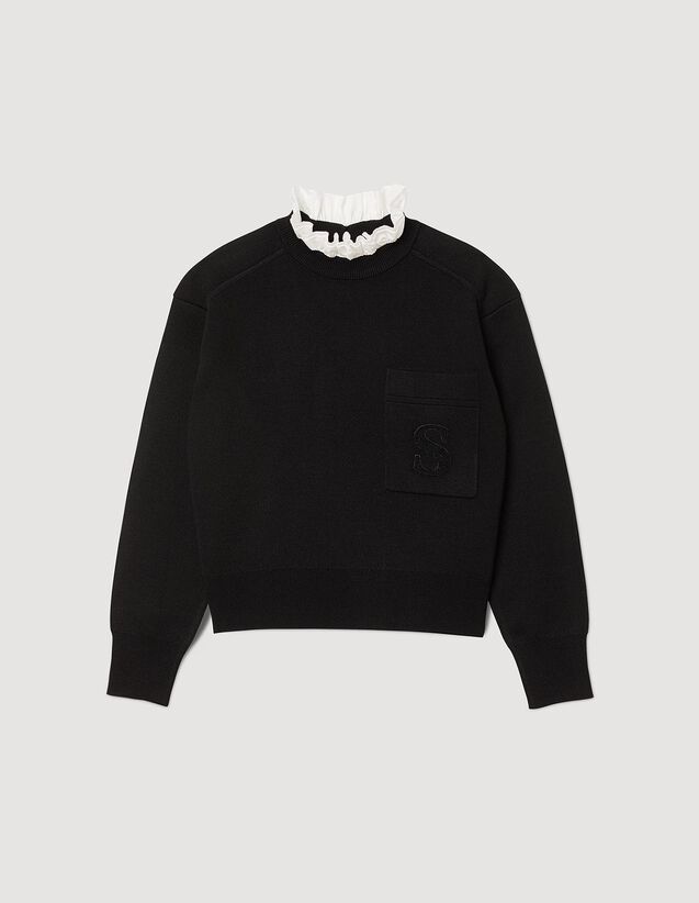 Knitted Jumper With High Neck : Sweaters & Cardigans color Black