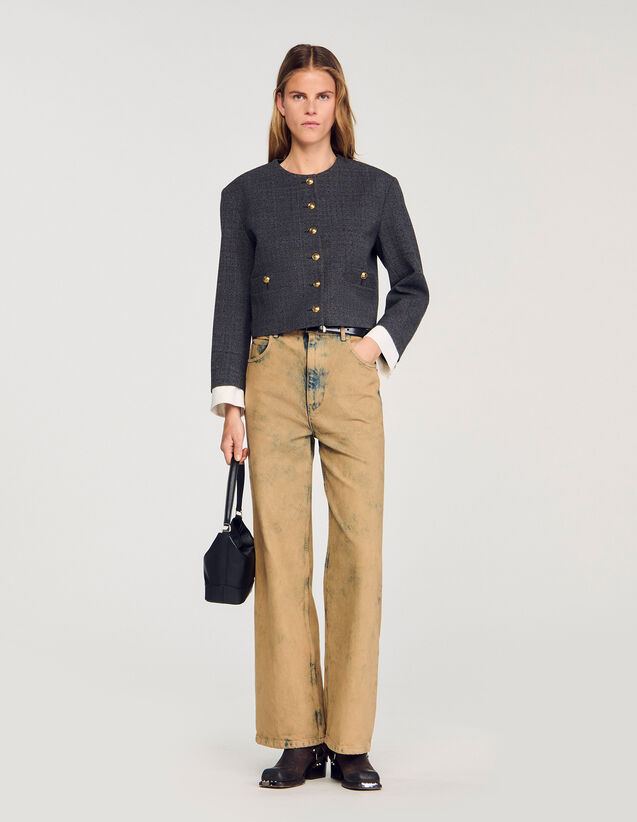 Rhinestone Tailored Jacket - SFPVE01201 | sandro-paris.com Rhinestone Tailored Jacket : Blazers & Jackets color Grey / Brown