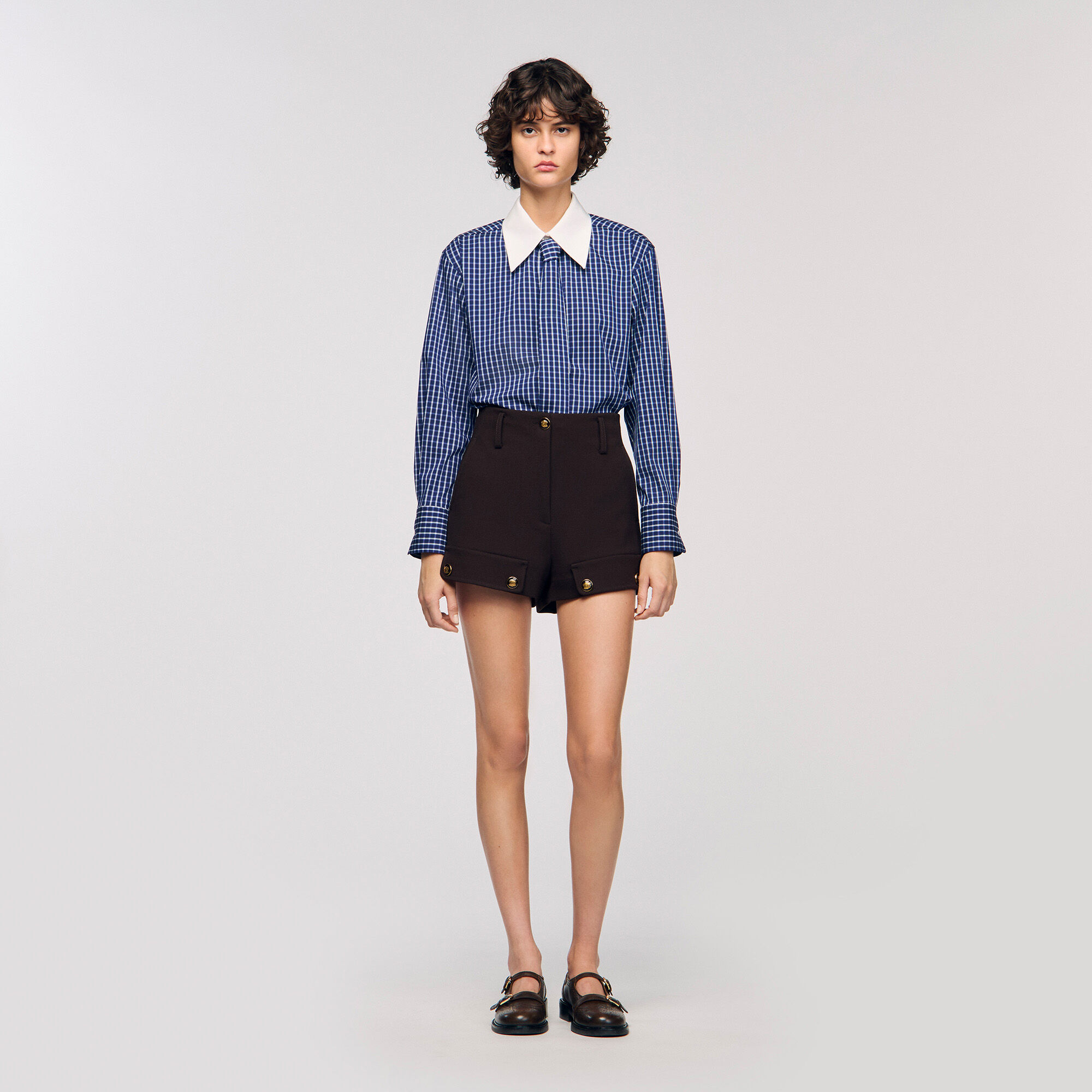 Check Shirt With Tie : Shirts color Blue / Black