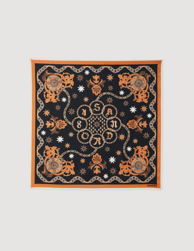 Printed Silk Twill Scarf : Scaves color Black