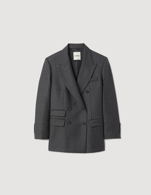Stripy Suit Jacket : Blazers & Jackets color Grey
