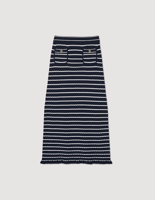 Striped Knit Midi Skirt : Skirts & Shorts color White / Black