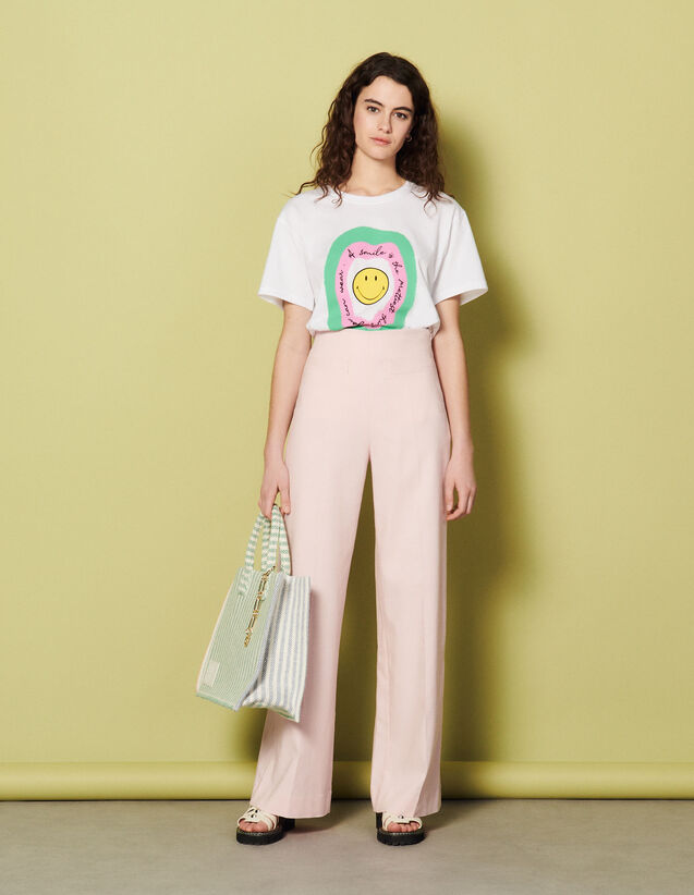 Wide-Leg Trousers : 40%off color Light pink