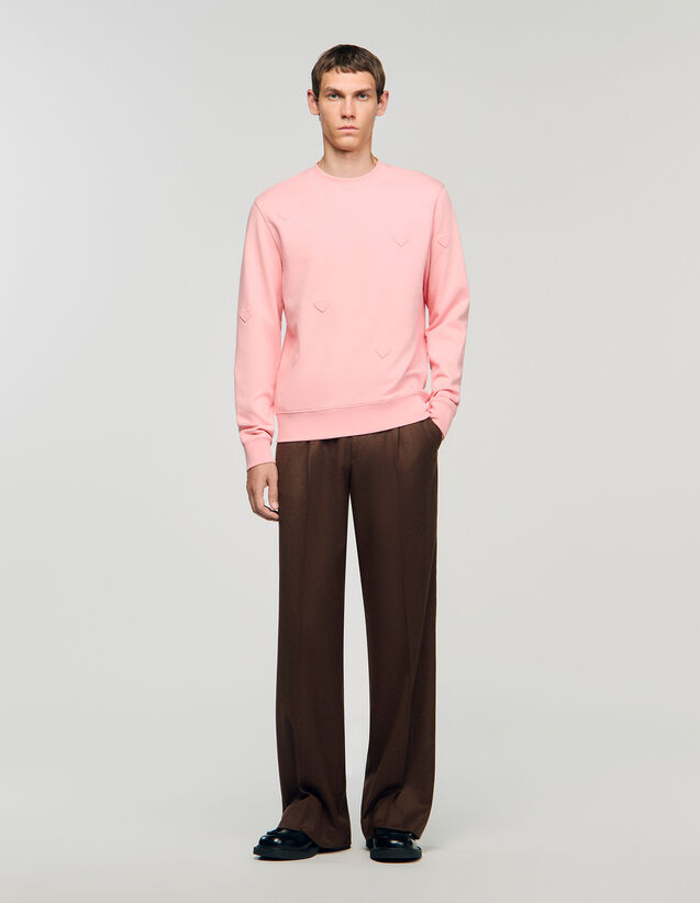 Heart Pattern Sweatshirt - SHPSW00752 | sandro-paris.com Heart Pattern Sweatshirt : Sweatshirts color Baby pink