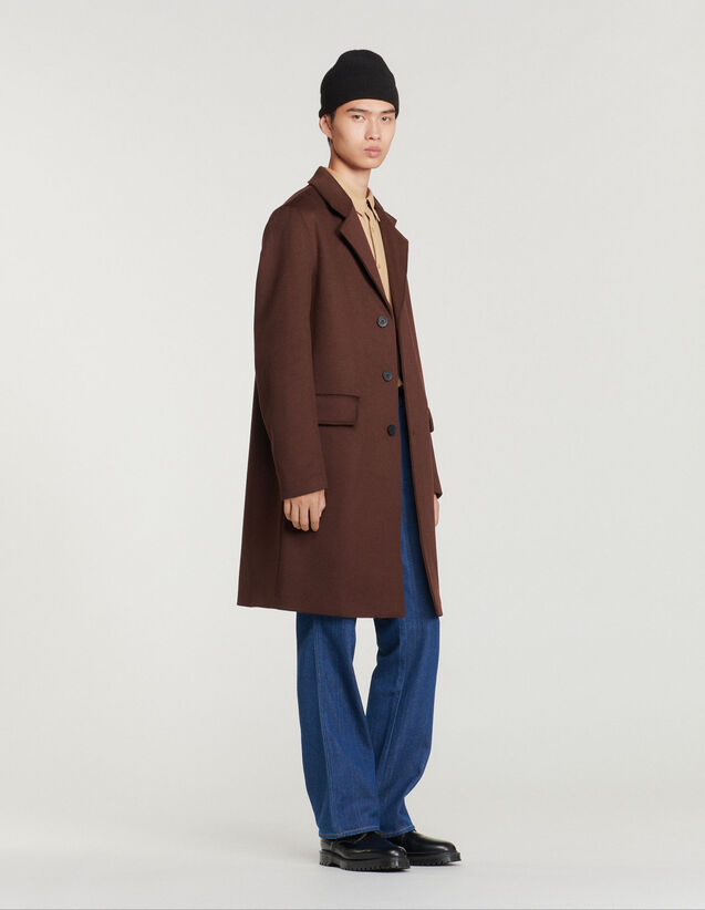 Wool Cloth Coat : Trench coats & Coats color Beige