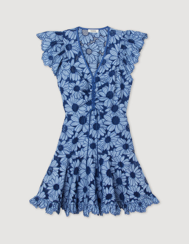 Daisy Guipure Dress : Dresses color Blue