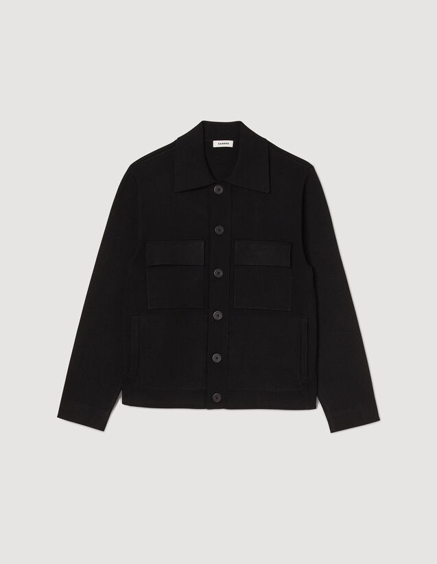 Knit Jacket : Trench coats & Coats color Black
