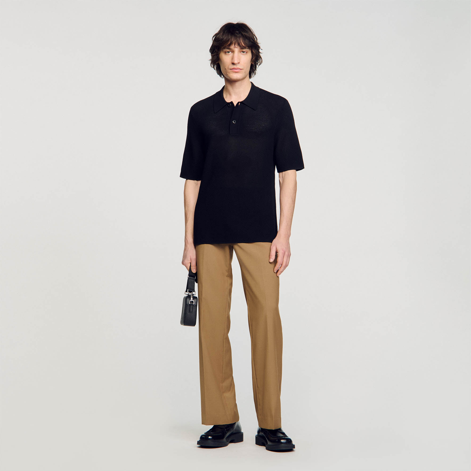 Openwork Knit Polo Shirt : Sweaters & Cardigans color Beige