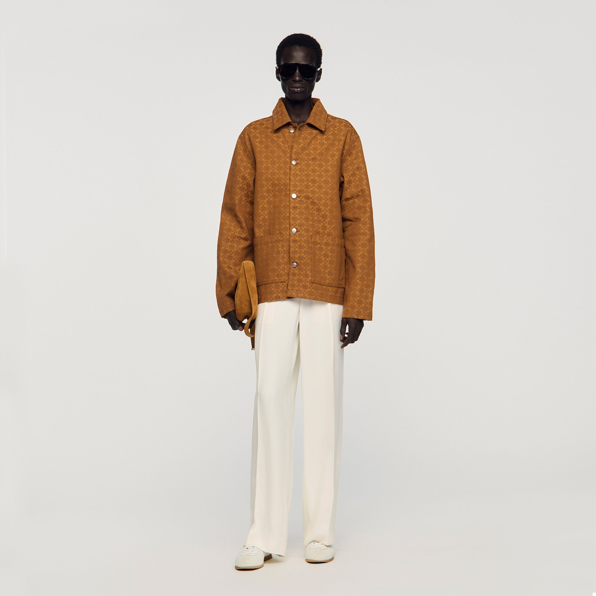 Square Cross Denim Jacket : Jackets & Coats color Camel