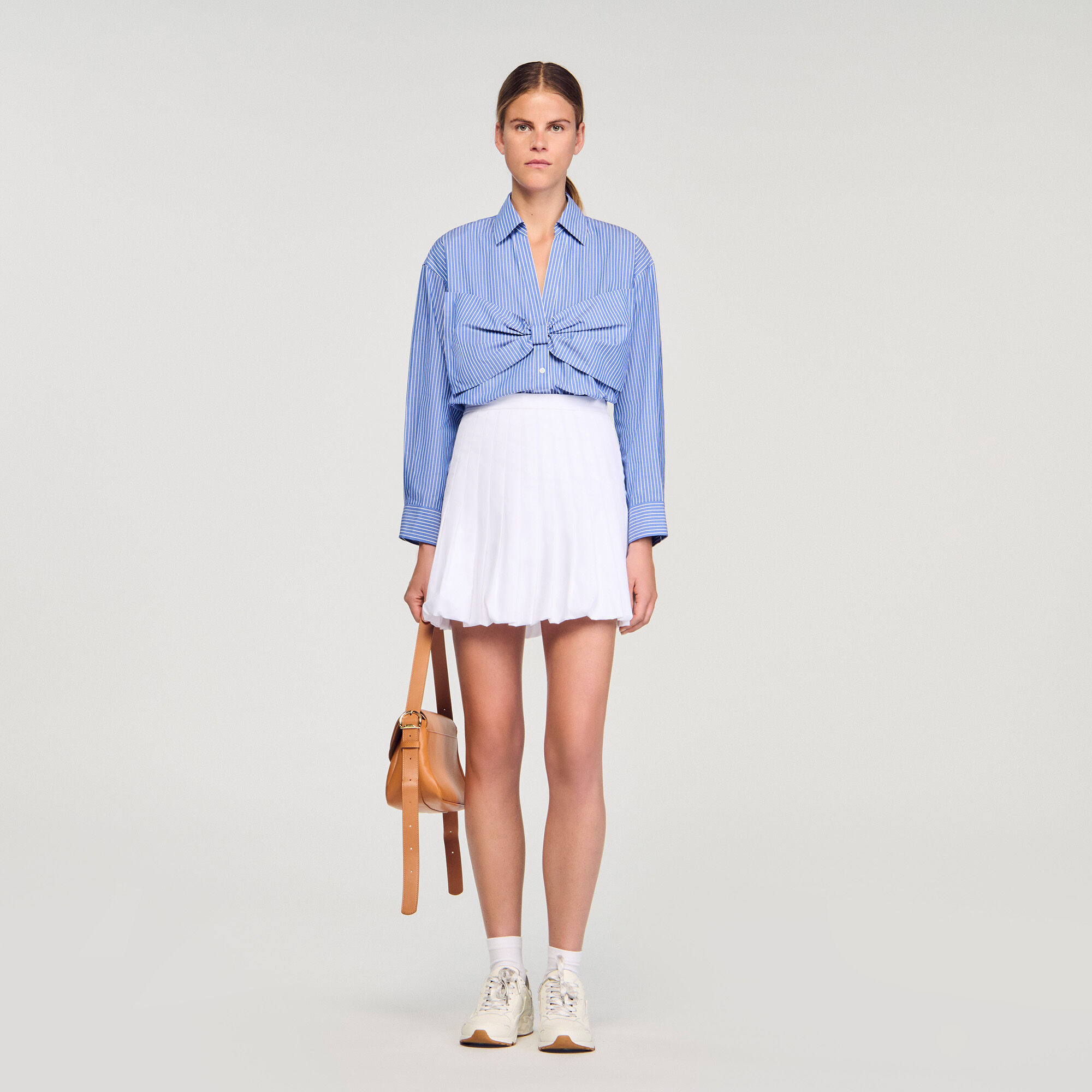 Oversized Bow Shirt : Shirts color Blu / White