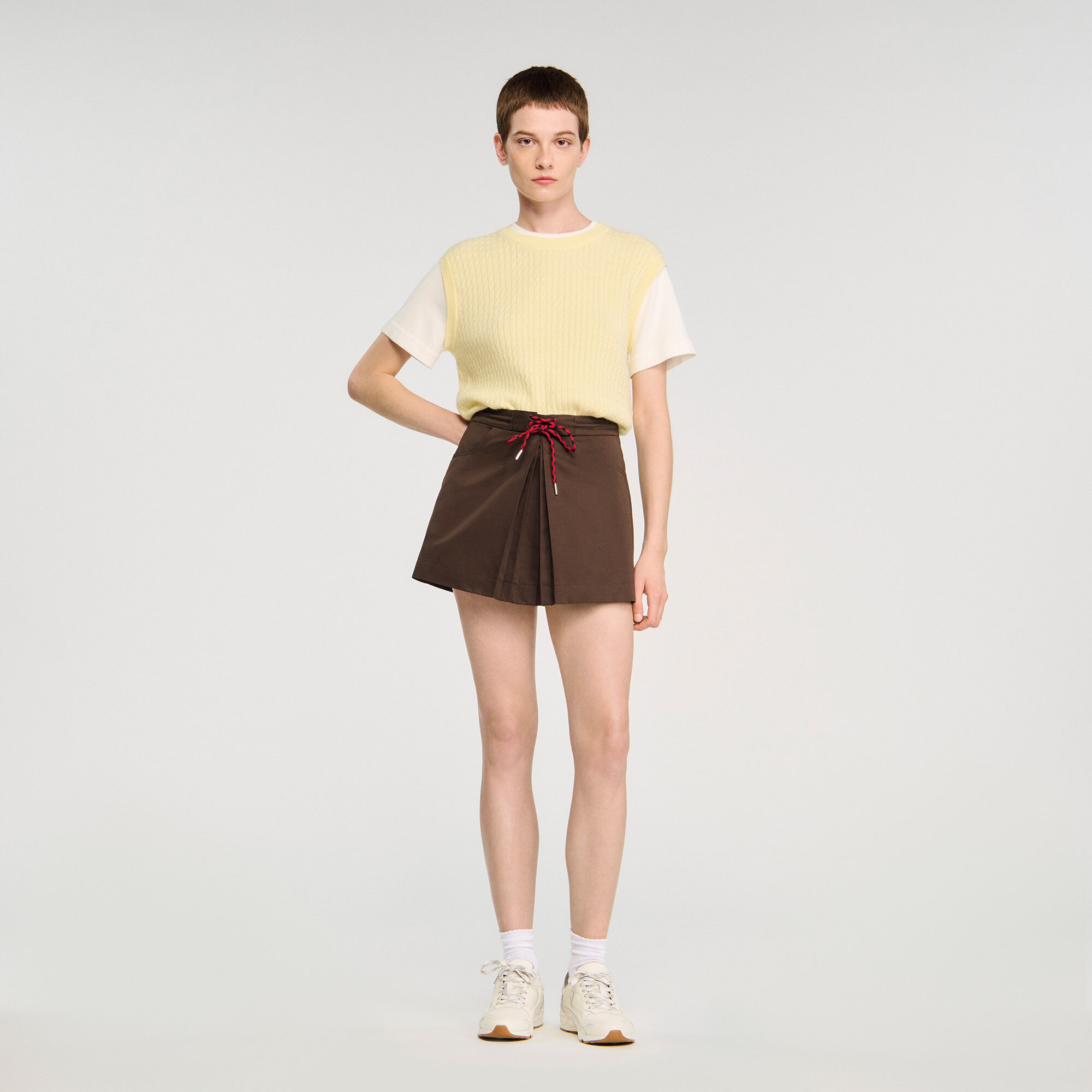Pleated Skort : Skirts & Shorts color Brown