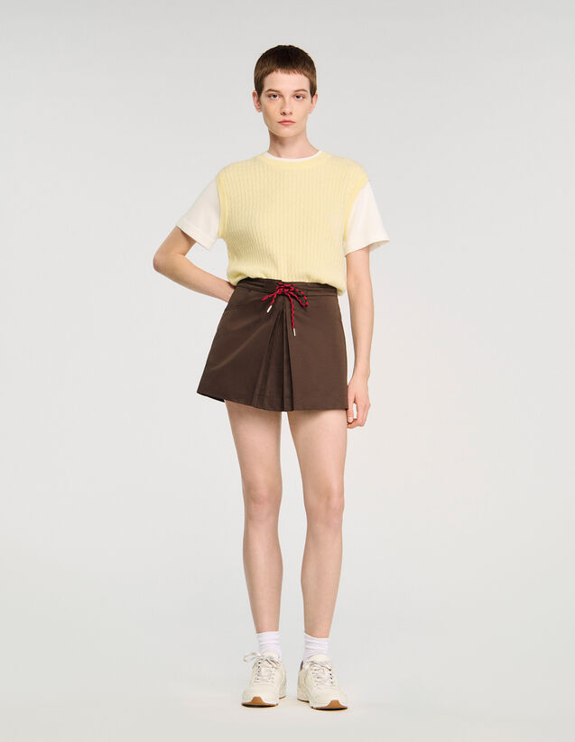 Pleated Skort - SFPSH00521 | sandro-paris.com Pleated Skort : Skirts & Shorts color Brown