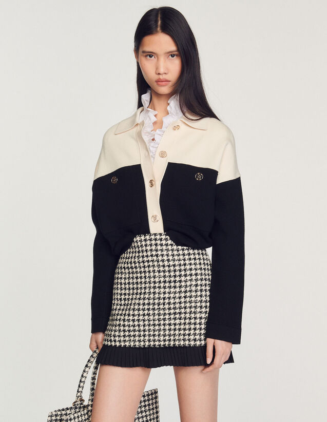 Short Houndstooth Tweed Skirt : Skirts & Shorts color White And Black