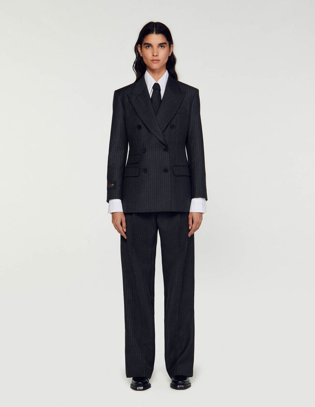 Stripy Suit Jacket : Blazers & Jackets color Grey