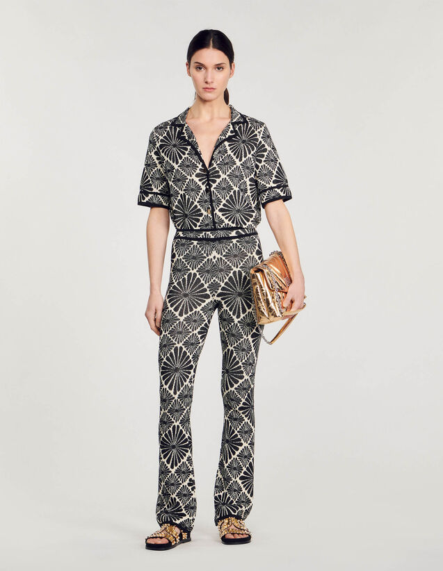 Floral Jacquard Trousers : New In color Ecru / Black