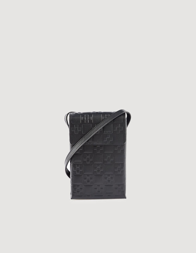 S Monogram-Embossed Small Leather Bag : Bags color Black