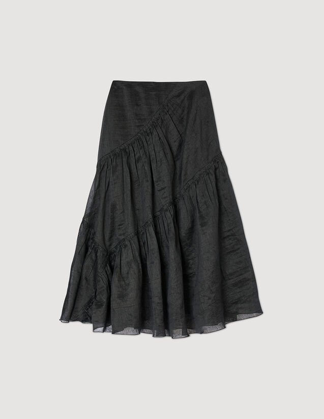Long Ruffled Skirt : Skirts & Shorts color Black